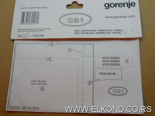 PAPIRNA KESA USISIVAČA GORENJE UNIVERZALNA GB1 SET