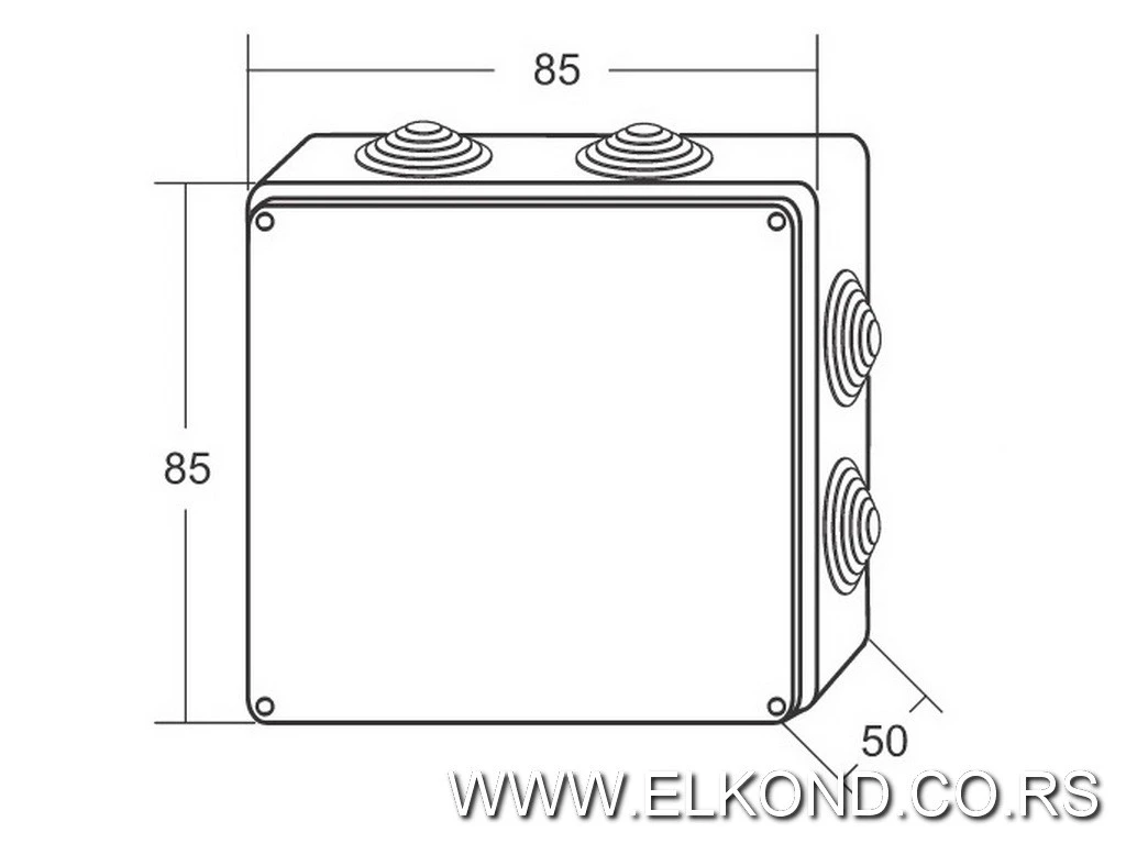 RAZVODNA KUTIJA OG PVC 85X85X50 IP55 UVODNICIMA