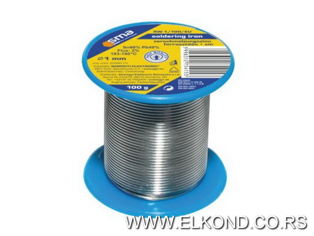 TINOL ŽICA ZA LEMLJENJE 1MM 100GR SN60/PB40