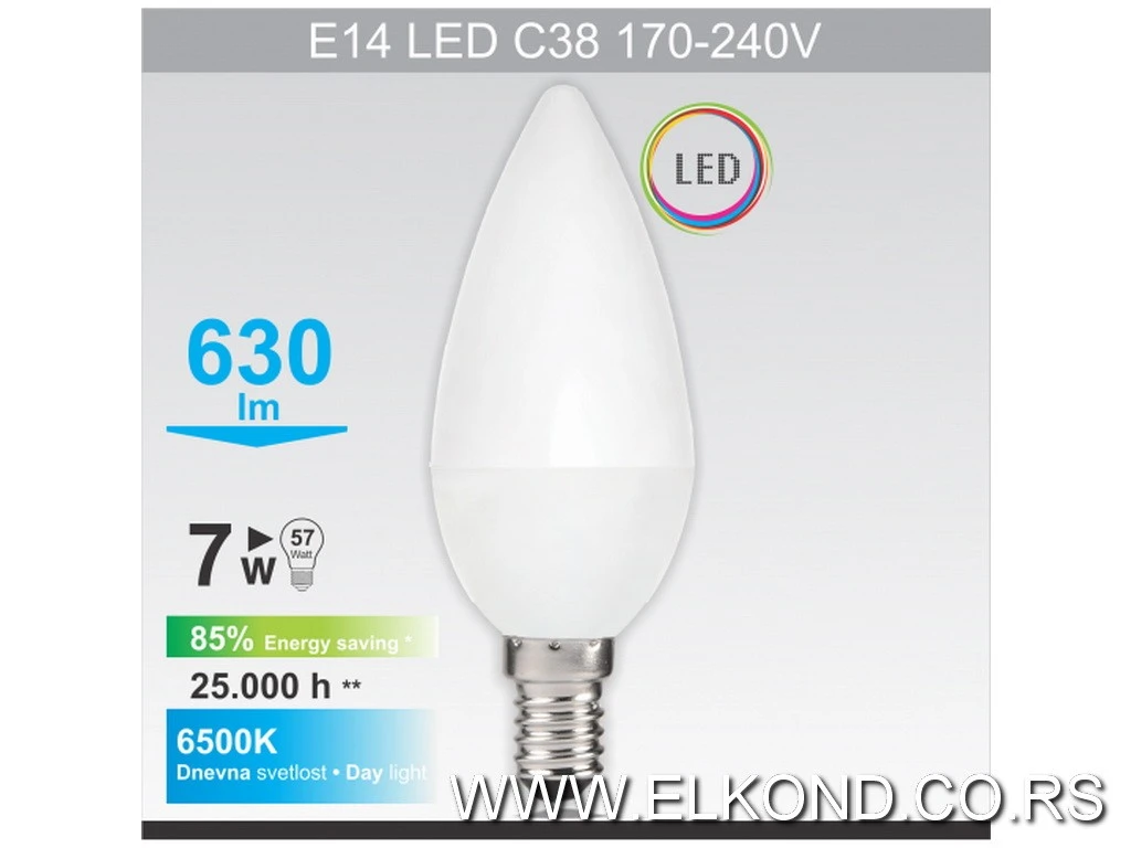 LED SIJALICA  7W E14 6500K C38 MITEA
