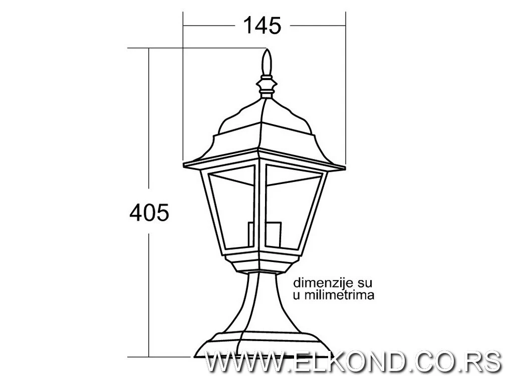 BAŠTENSKA LAMPA M2001-S 60W E27 BELI