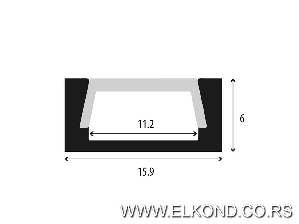 ALU PROFIL ZA LED TRAKE 15X6X1000MM 1506