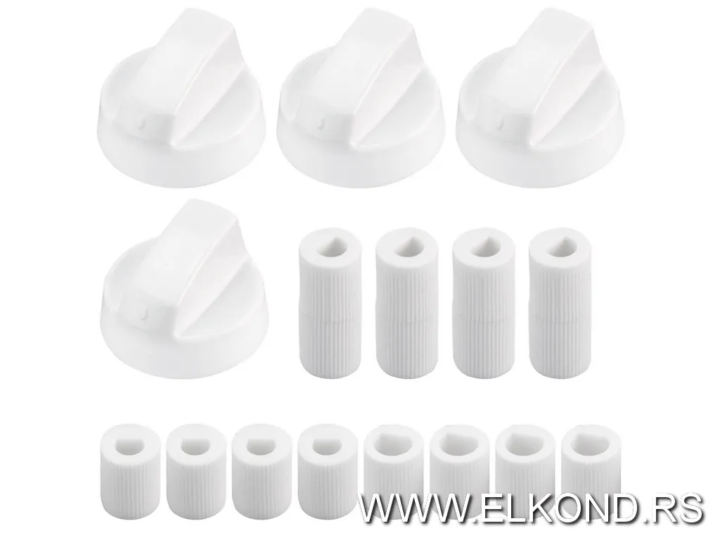 Dugme šporeta univerzalni beli set 5/1