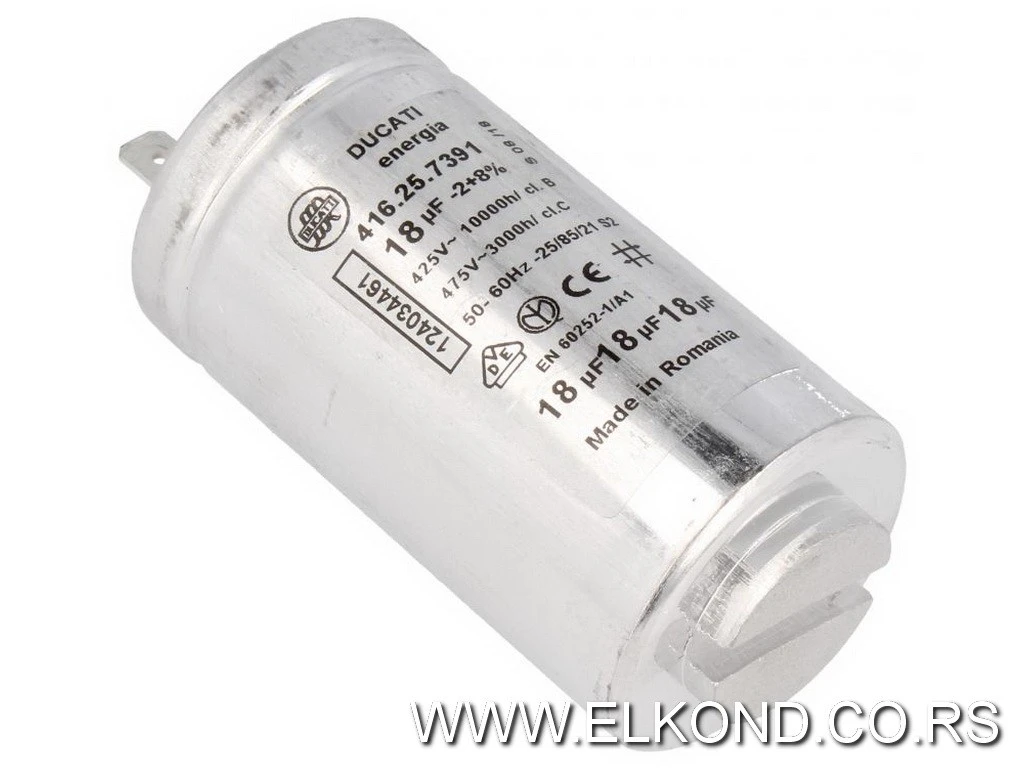 KONDENZATOR 18 MF DUCATI ELECTROLUX 1240344612