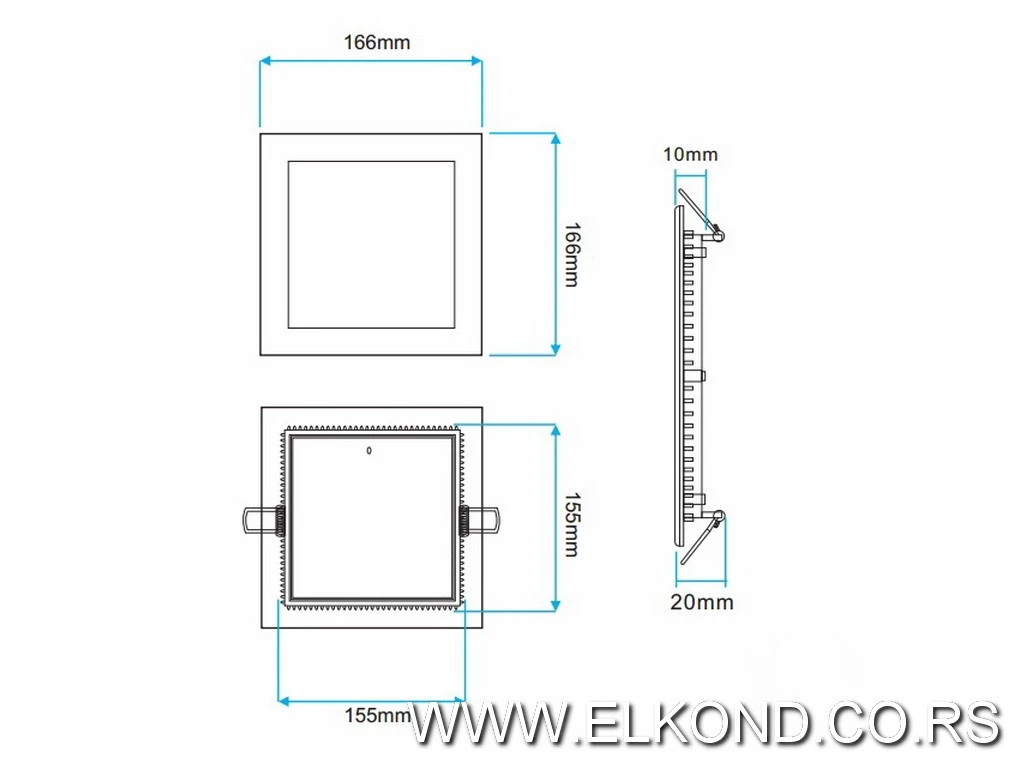 LED PANEL 12W 4000K 920lm KVADRATNI UGRADNI MITEA