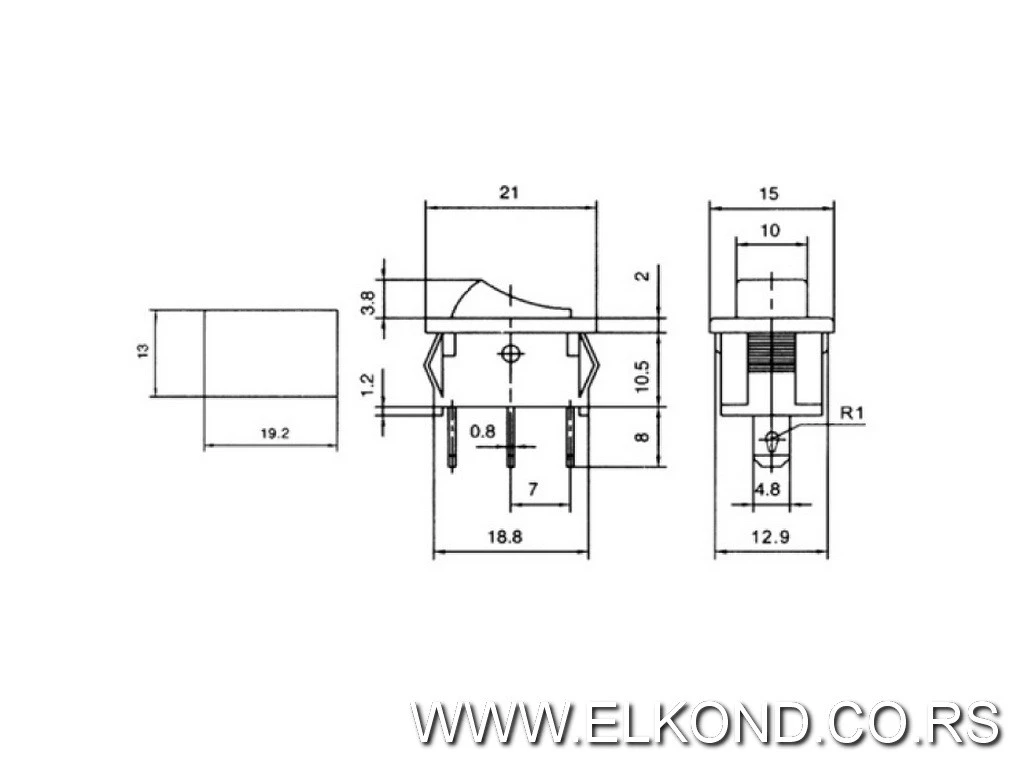 PREKIDAČ 0-1 1X6A/250V ST1/BK6A