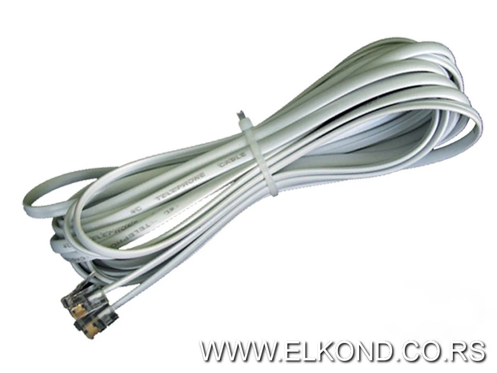PRODUŽNI KABEL PTT 15M 6/4 BELI
