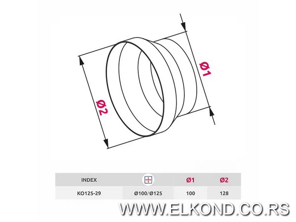 REDUCIR VENTILACIONI FI-125/100 AWENTA 125-29