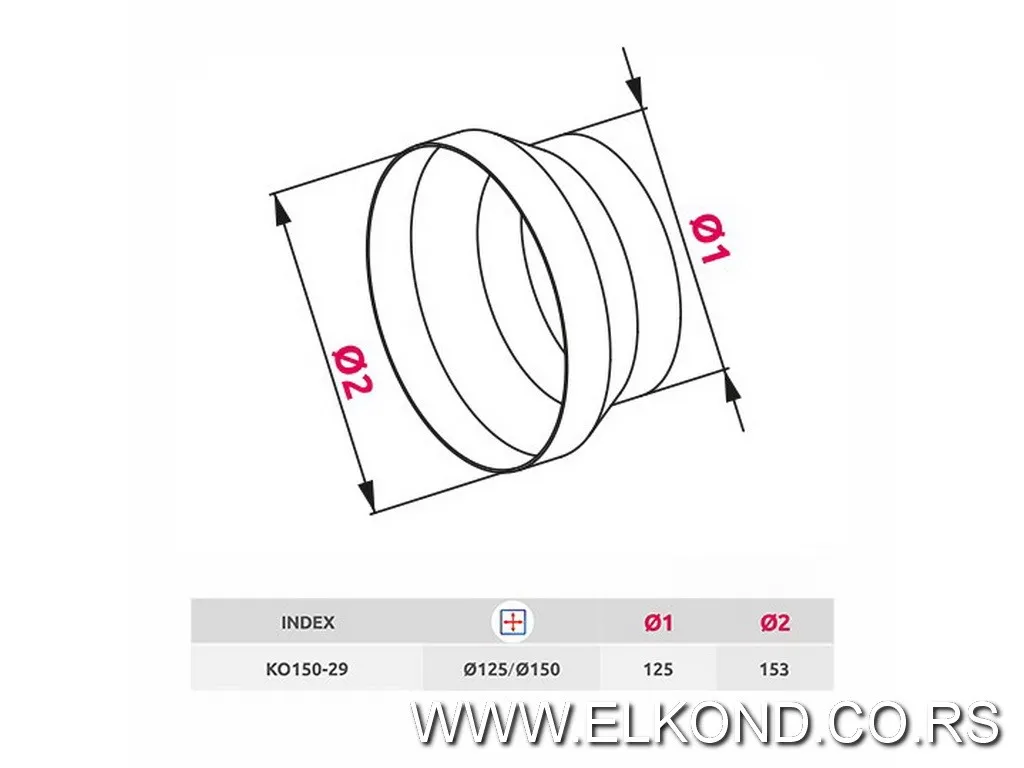 REDUCIR VENTILACIONI FI-150/125 AWENTA KO150-29